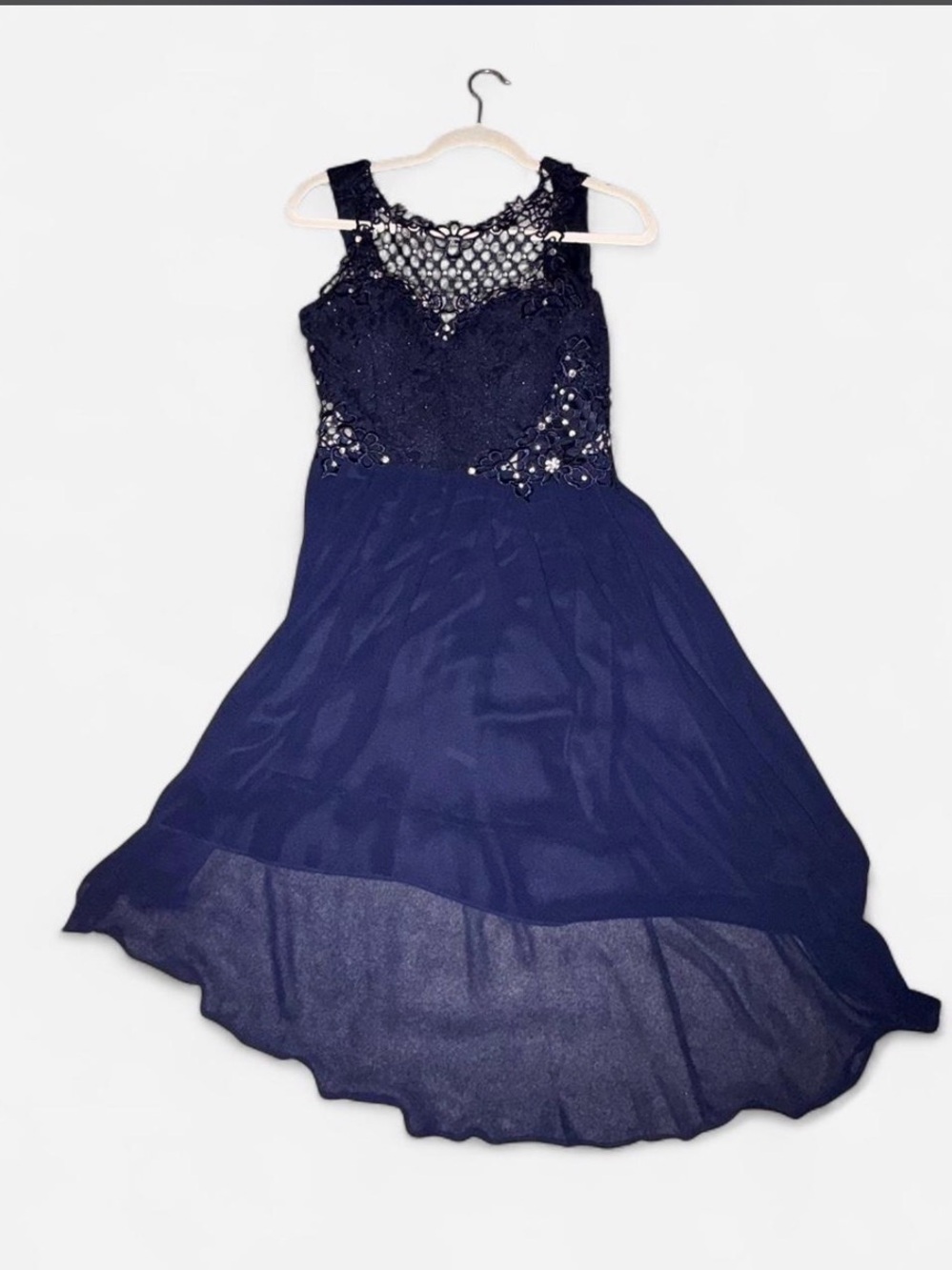 Navy blue lace overlay dress